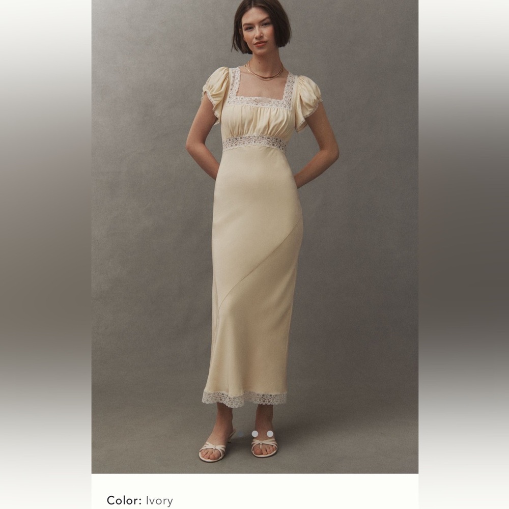 Reformation Clarisse short sleeve Silk Midi Dress